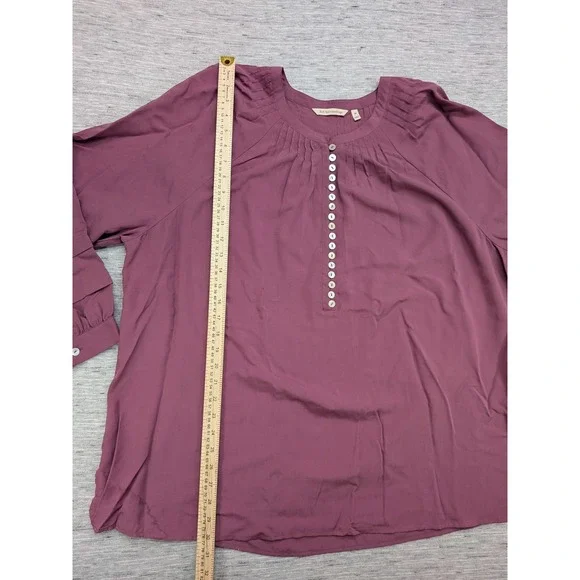 Soft Surroundings Button Front Top Womens 3X Lyocell Linen Peasant Sleeve - Picture 5 of 10